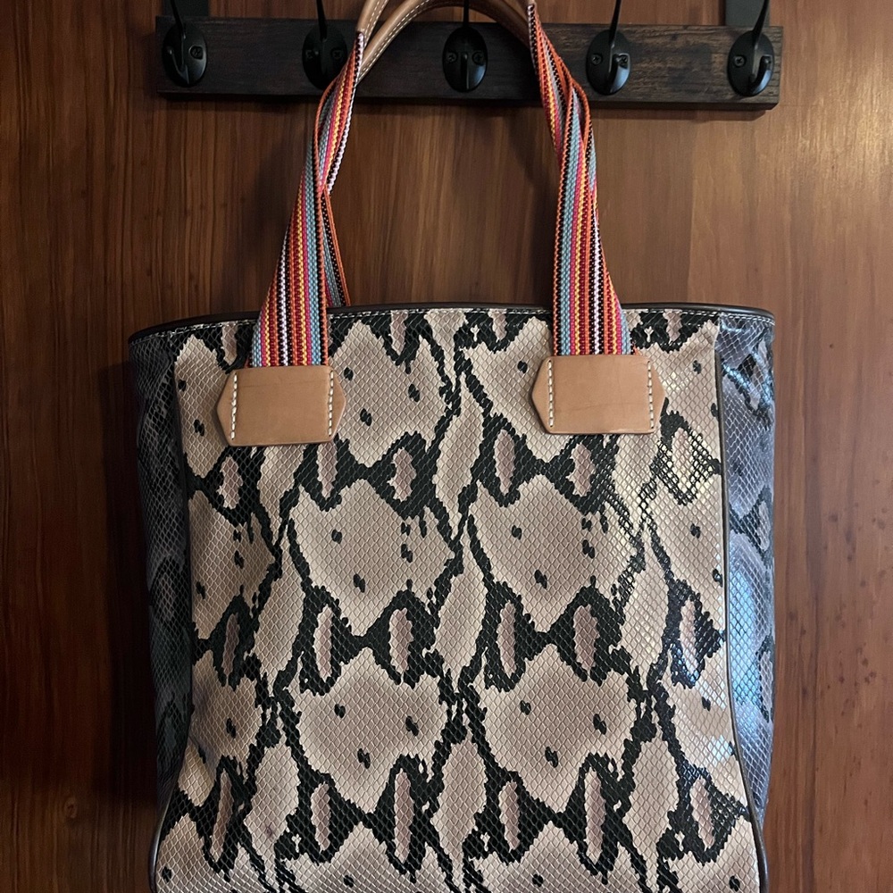 Consuela Margot Snake Print Tote with Multicolor Straps